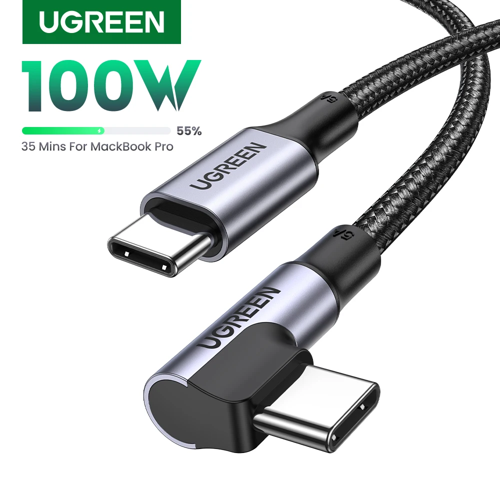 UGREEN כבל USB-C ל-USB-C 90 מעלות PD100W