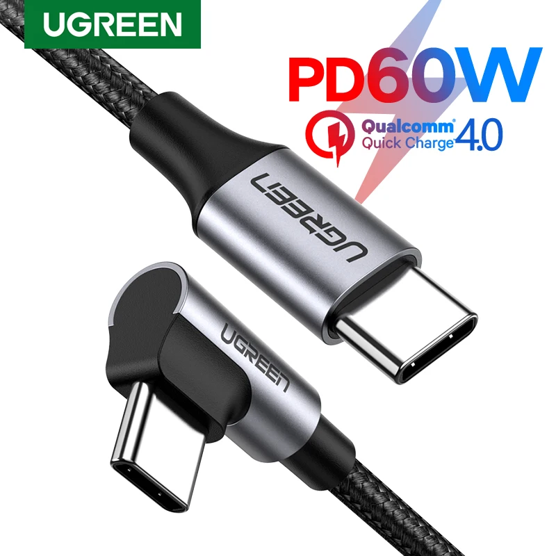 UGREEN כבל USB-C ל-USB-C 90 מעלות PD60W