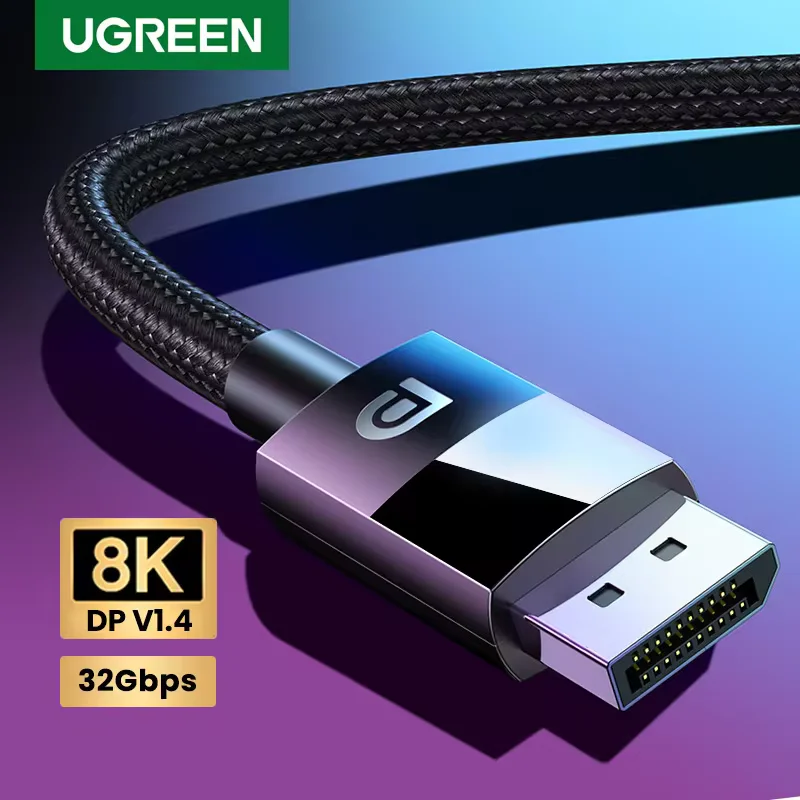 כבל DisplayPort UGREEN 8K DP 1.4 לגיימינג ומחשבים (2K 165Hz, 32.4Gbps)