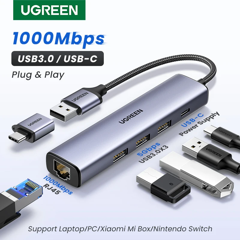 UGREEN מתאם Ethernet USB-C לרשת (LAN)