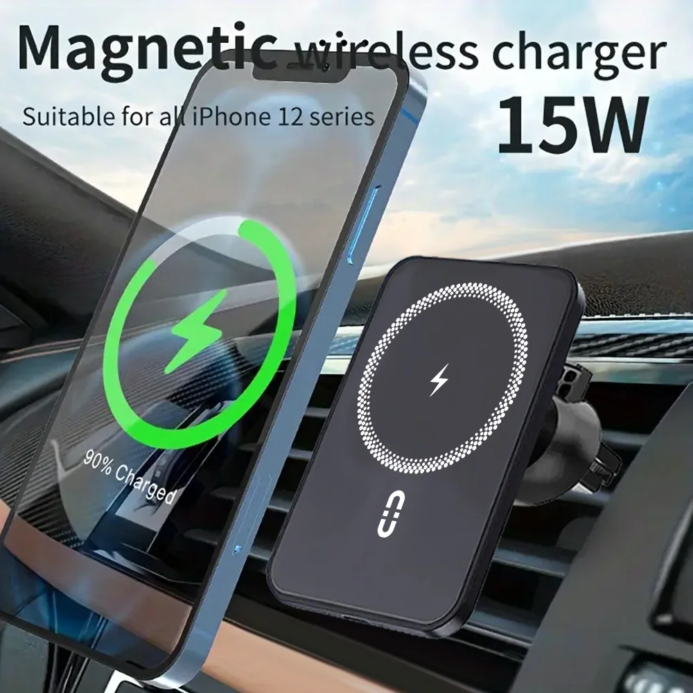 מעמד מגנטי לרכב עם טעינה אלחוטית 15W