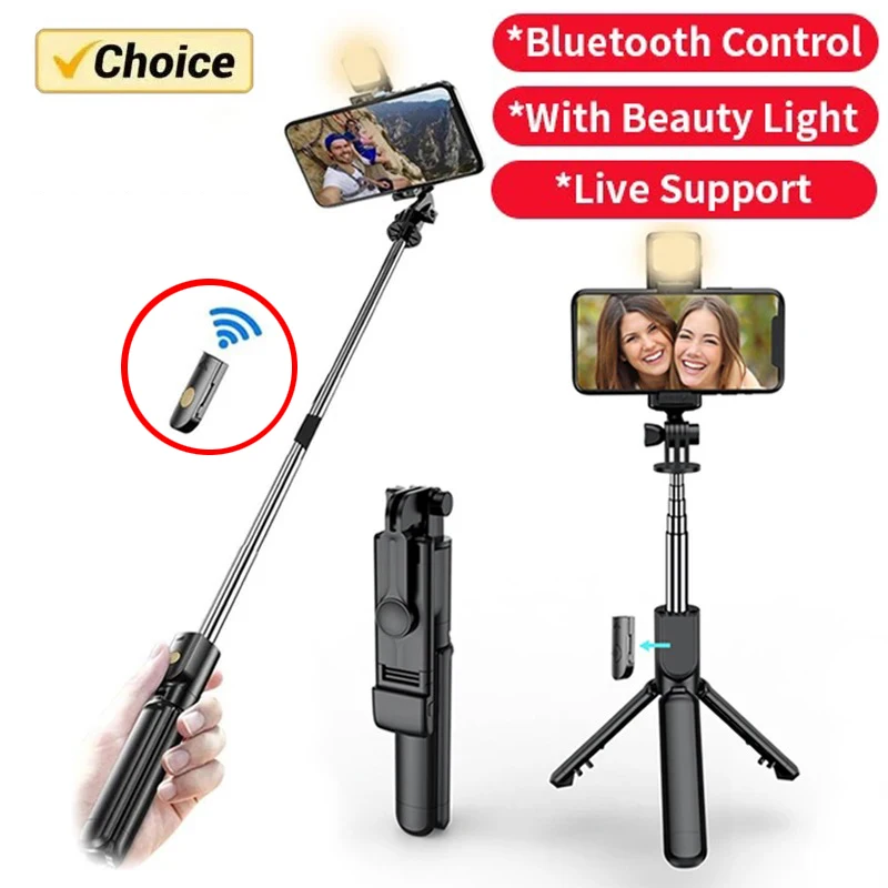 מקל סלפי ומשולש עם שלט Bluetooth