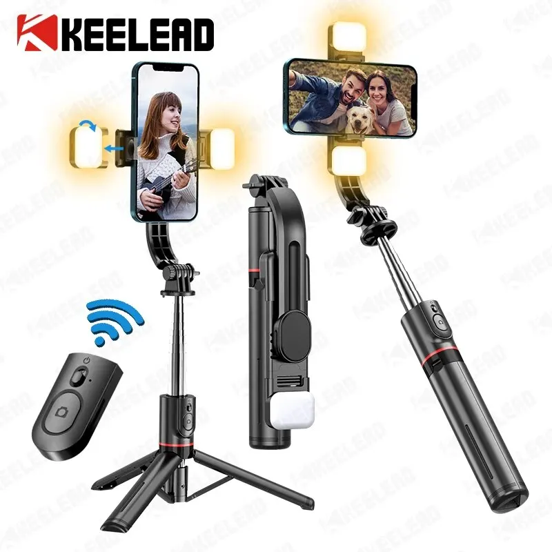 KEELEAD מקל סלפי עם תאורת LED ושלט Bluetooth