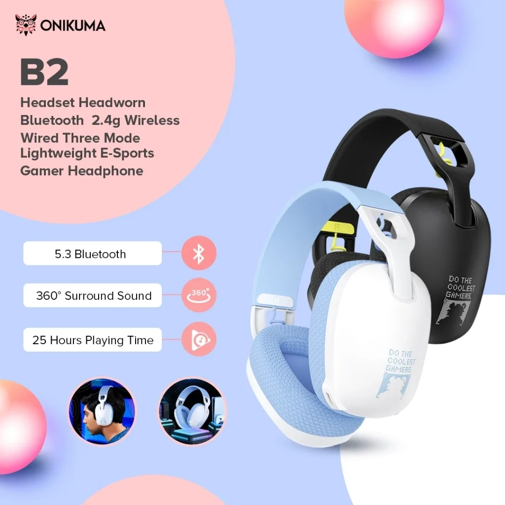 אוזניות גיימינג אלחוטיות Onikuma B2 ל-PS5/PC