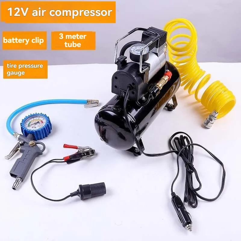 קומפרסור נייד לניפוח צמיגים נייד, חשמלי – 12V, 220V