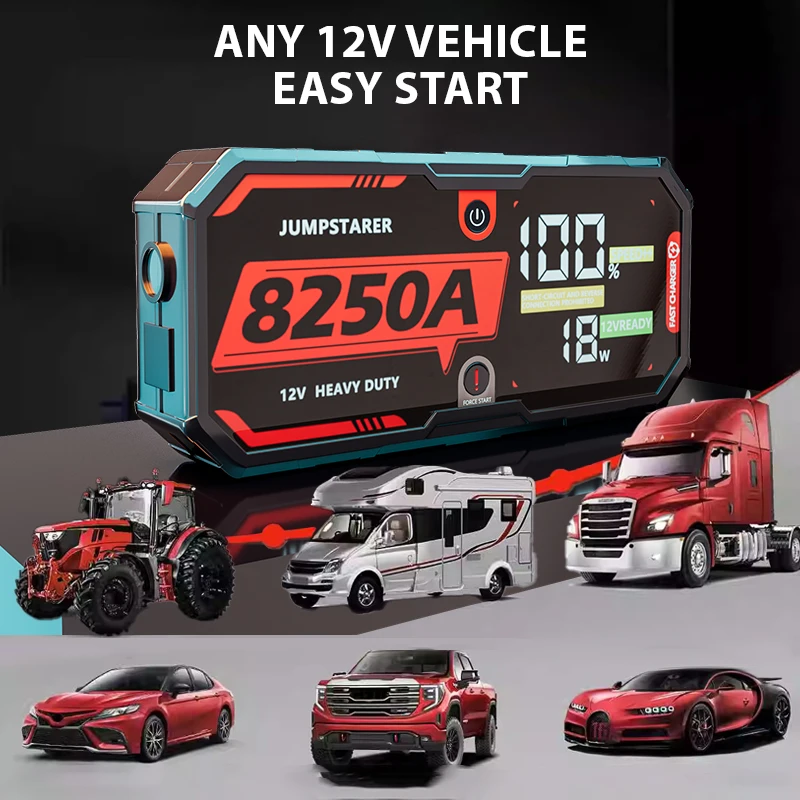 בוסטר התנעה לרכב נייד – 32000mAh, 8250A, 12V, PD65W