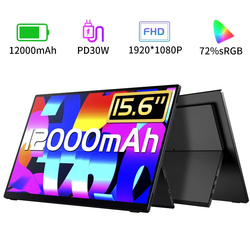 VCHANCE מסך נייד גיימינג 15.6 אינץ' עם סוללה מובנית