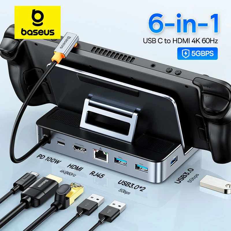 Baseus רכזת USB-C מרובת יציאות 4K PD 100W