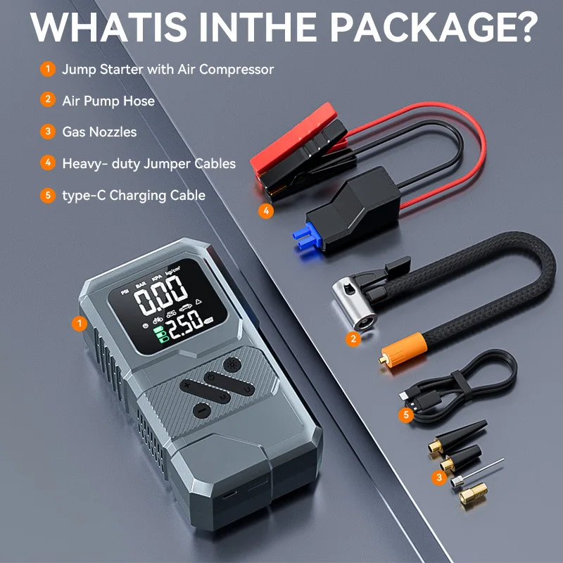 בוסטר התנעה לרכב נייד, לחירום, עם סוללת גיבוי – 8V