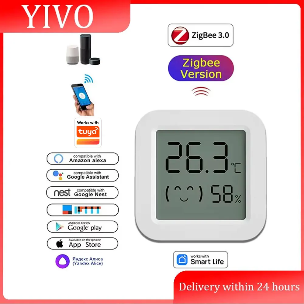 חיישן טמפרטורה ולחות חכם Zigbee 3.0 לבית חכם
