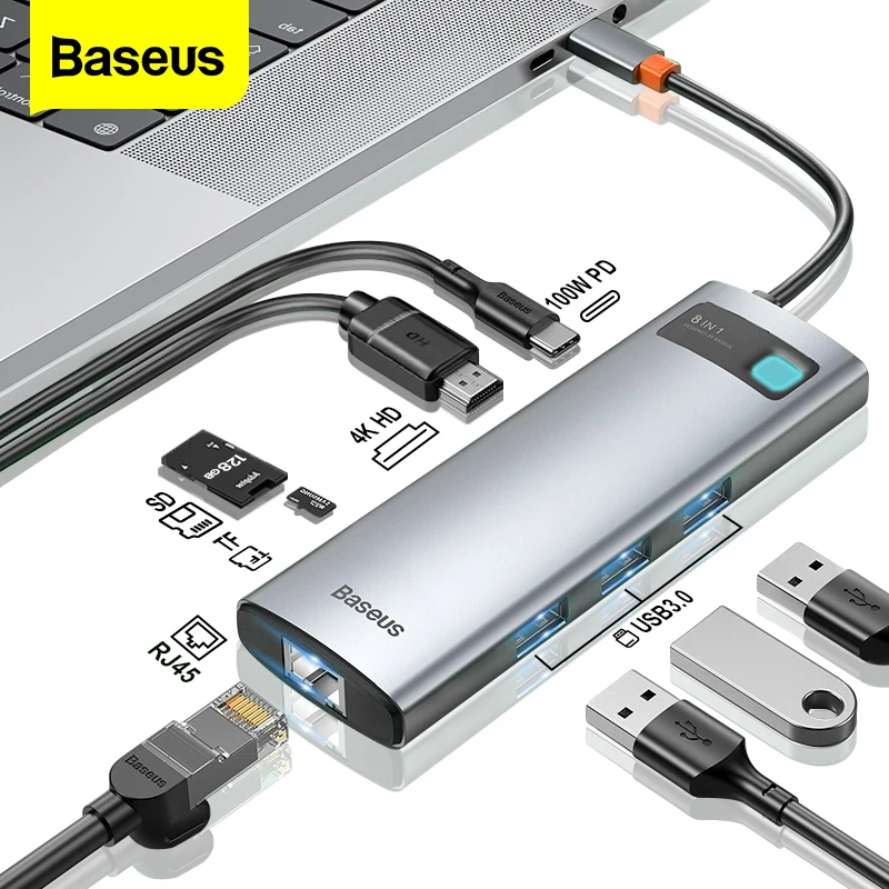 Baseus רכזת USB-C מקיפה עם HDMI ו-PD 100W