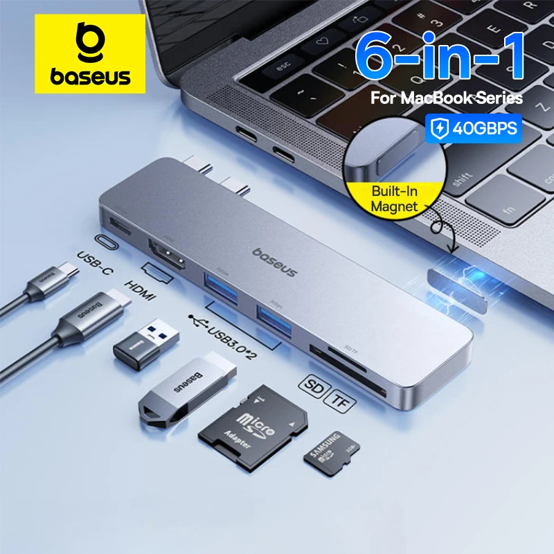 Baseus רכזת USB-C מרובת יציאות HDMI 4K