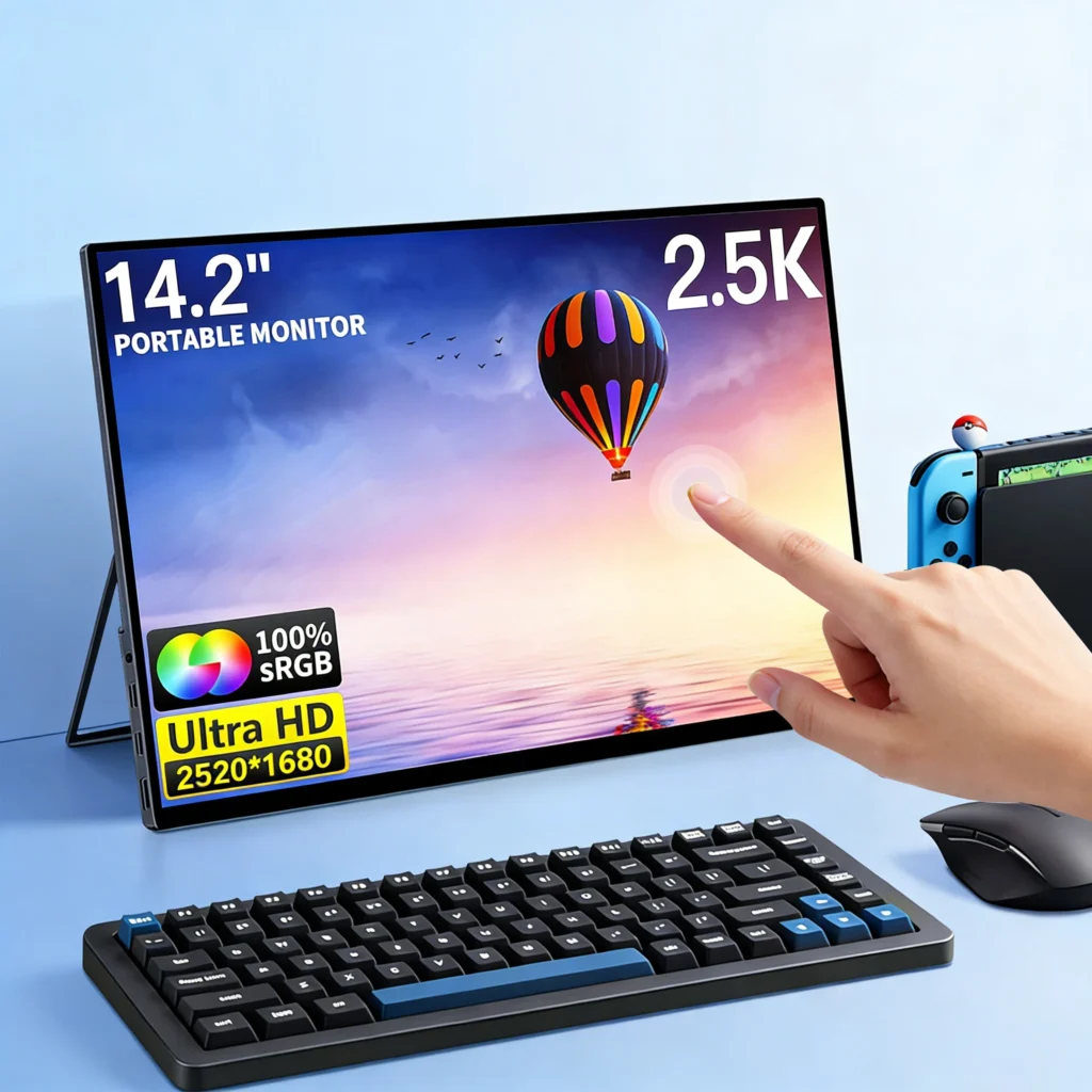 מסך נייד מגע 14.2 אינץ' עם חיבור USB-C ו-HDMI
