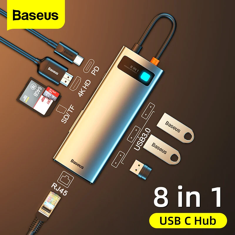 Baseus רכזת USB-C מרווחת 4K PD 100W למחשבים ניידים