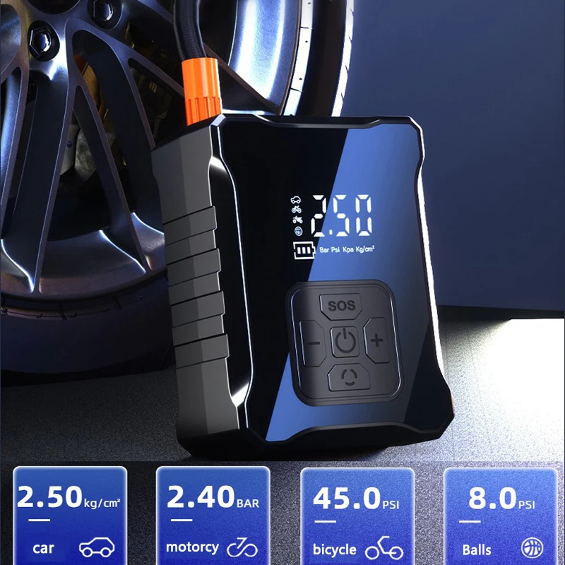 קומפרסור נייד לניפוח צמיגים נייד, עם צג LCD, חשמלי – צג LCD