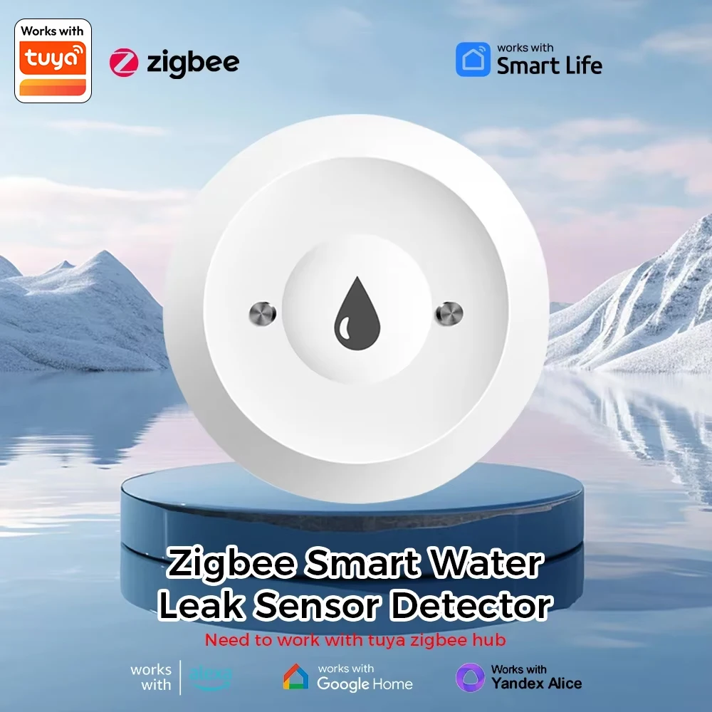 חיישן נזילת מים Zigbee למערכת בית חכם עם שליטה דרך Tuya APP