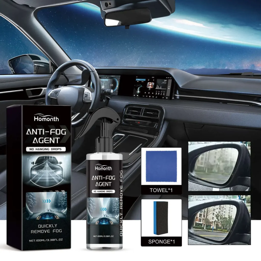 מנקה זכוכית נגד אדים למראות, לשמשה קדמית