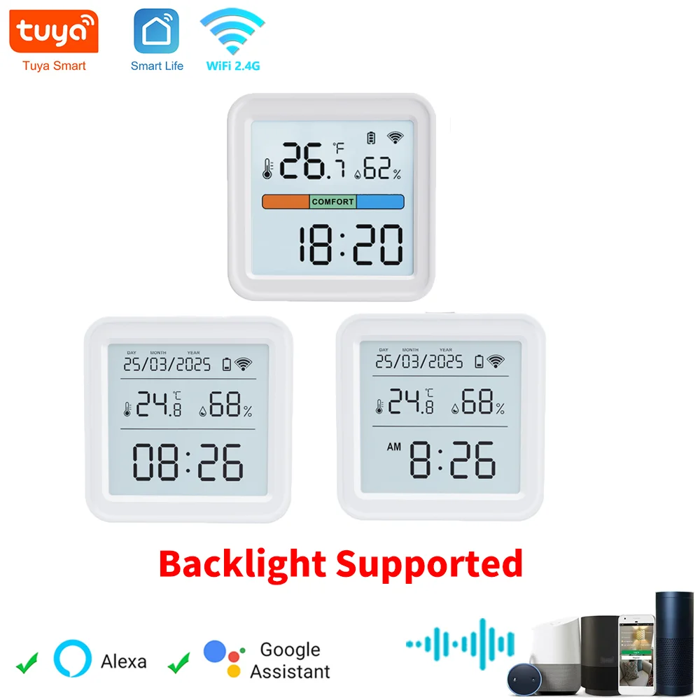 חיישן טמפרטורה ולחות חכם Tuya WIFI לבית חכם