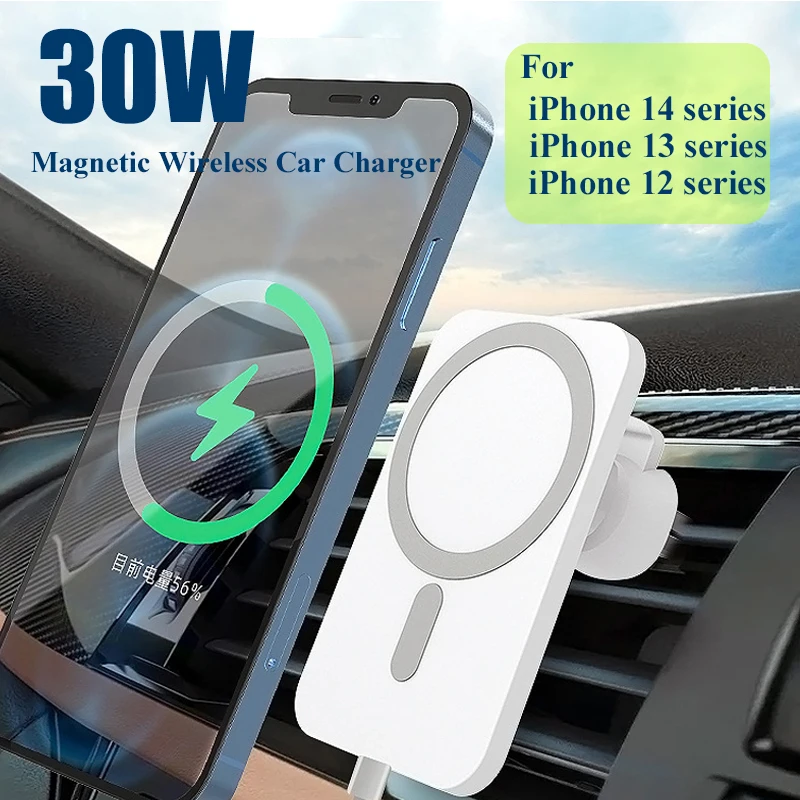 מעמד מגנטי לרכב עם טעינה אלחוטית 30W