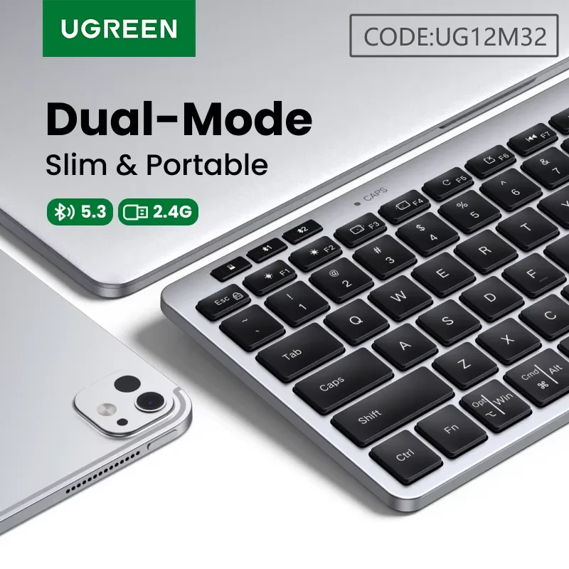 UGREEN מקלדת אלחוטית Bluetooth 5.3 למחשבים