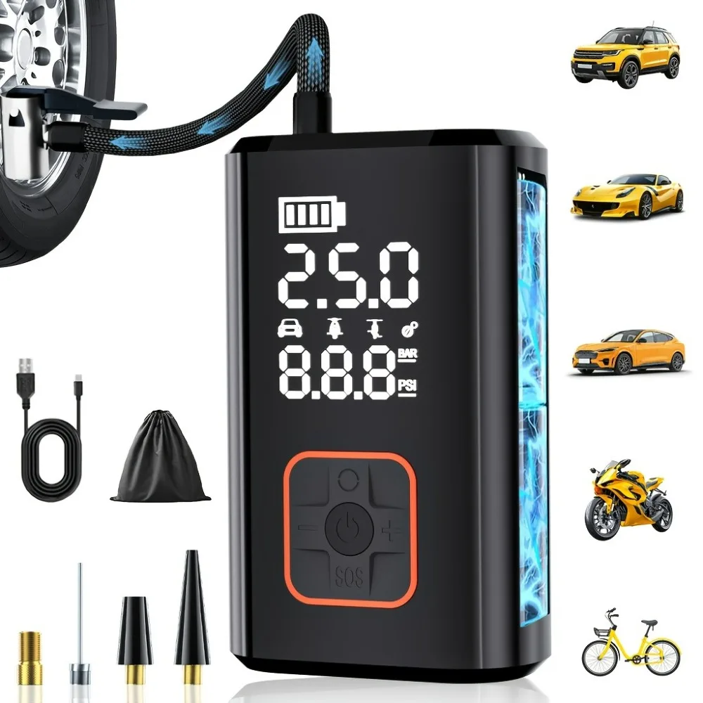 קומפרסור נייד לניפוח צמיגים נטען, נייד, חשמלי