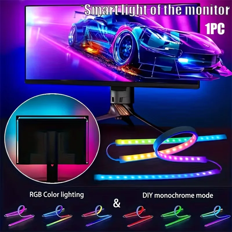 רצועת תאורת אווירה RGB LED למסך מחשב