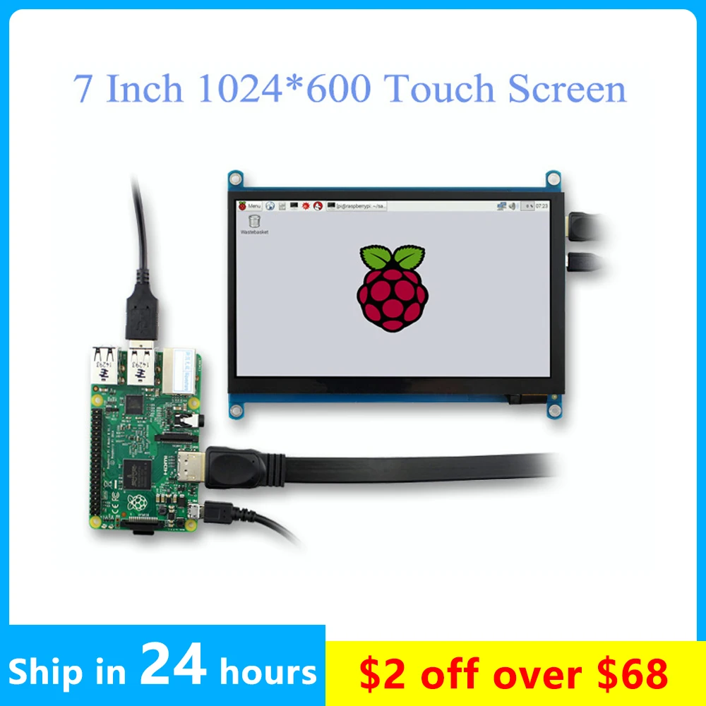 מסך מגע נייד 7 אינץ' למיני PC עם HDMI ו-USB