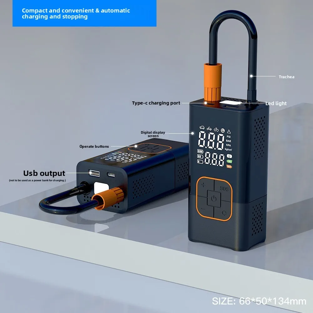 קומפרסור נייד לניפוח צמיגים נייד, מיני, דיגיטלי, אלחוטי