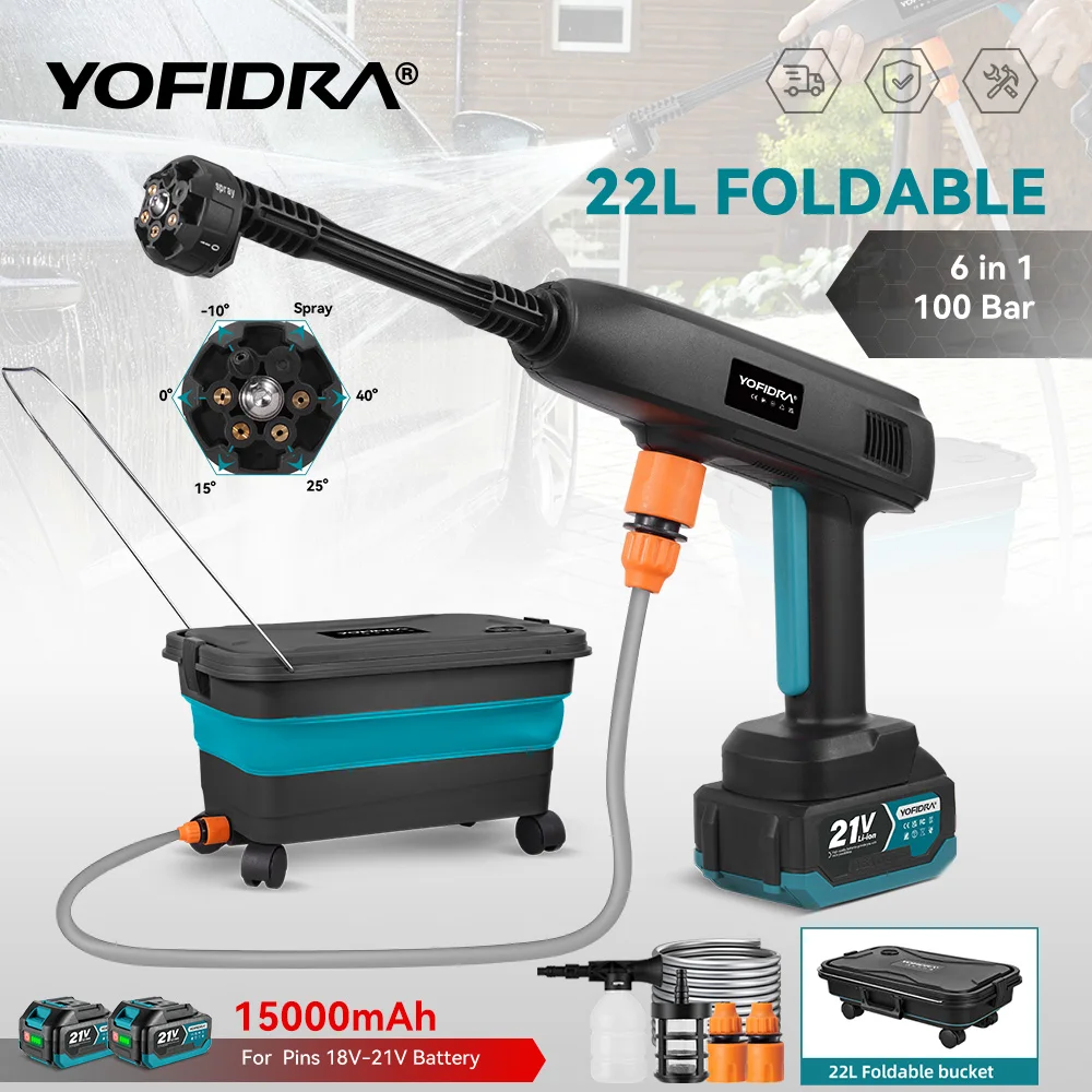 מכונת שטיפה בלחץ ניידת ניידת, בלחץ גבוה, תואם Makita – 21V, Makita