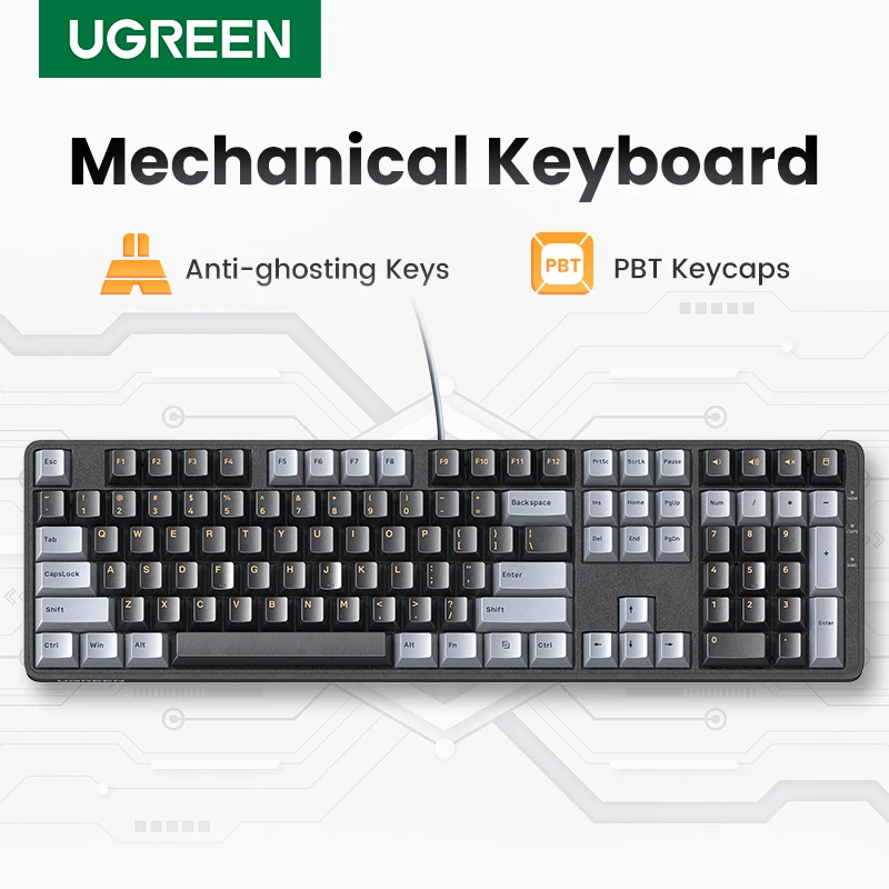 מקלדת מנגנונית UGREEN 108 מקשים, PBT, Red Switch