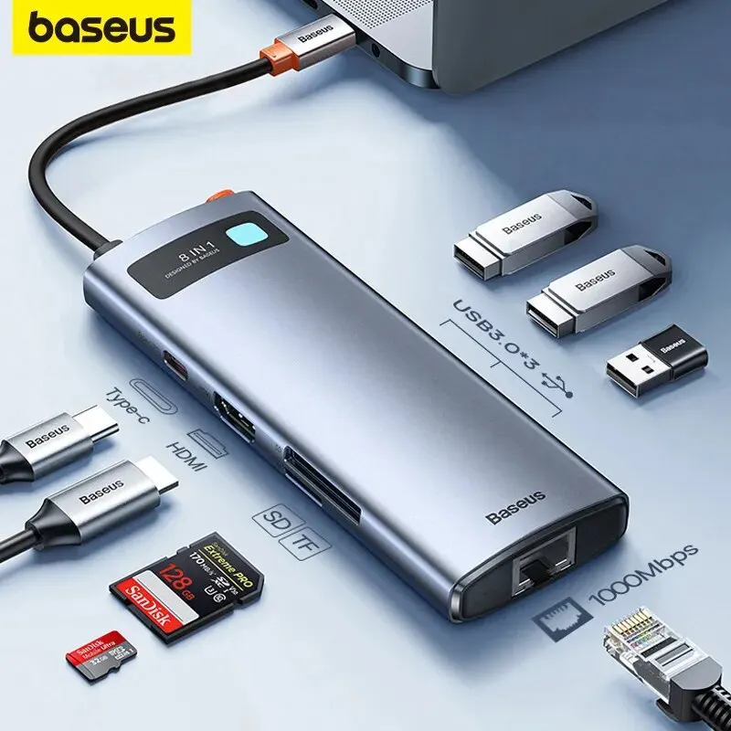 Baseus רכזת USB-C מרווחת 4K PD 100W