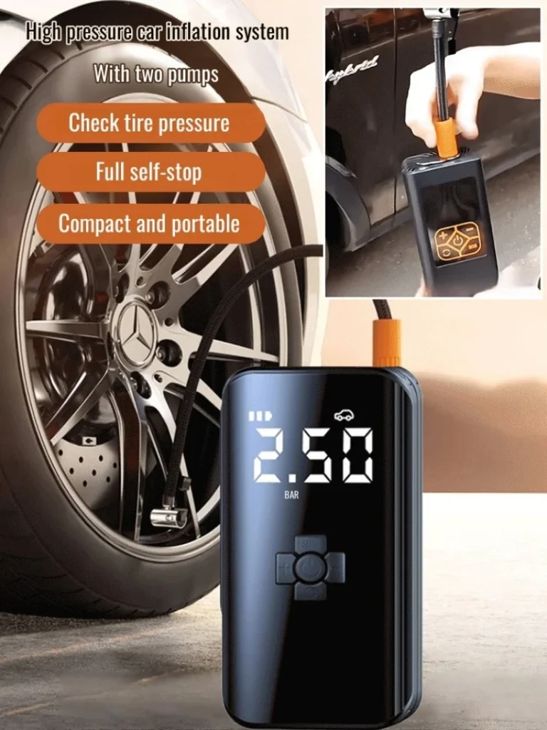 קומפרסור נייד לניפוח צמיגים נייד, מיני, חשמלי