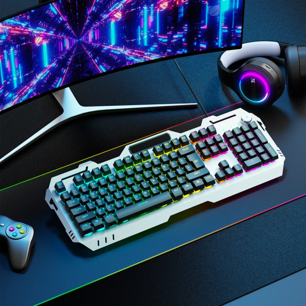 מקלדת גיימינג EWEADN עם תאורת LED וחיבור USB