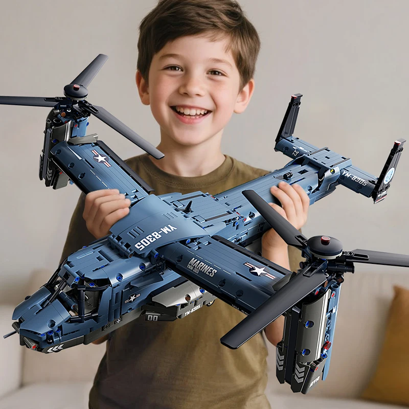 TOYLINX אבני בניה למודל מטוס ומסוק (1486 יחידות)
