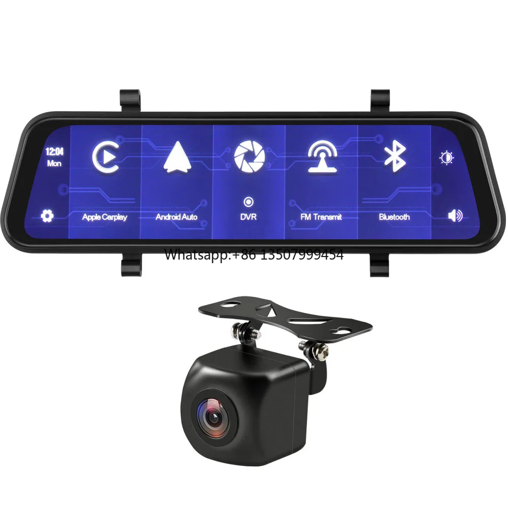מצלמת דרך לרכב 2K עם עדשות כפולות ותמיכת Carplay