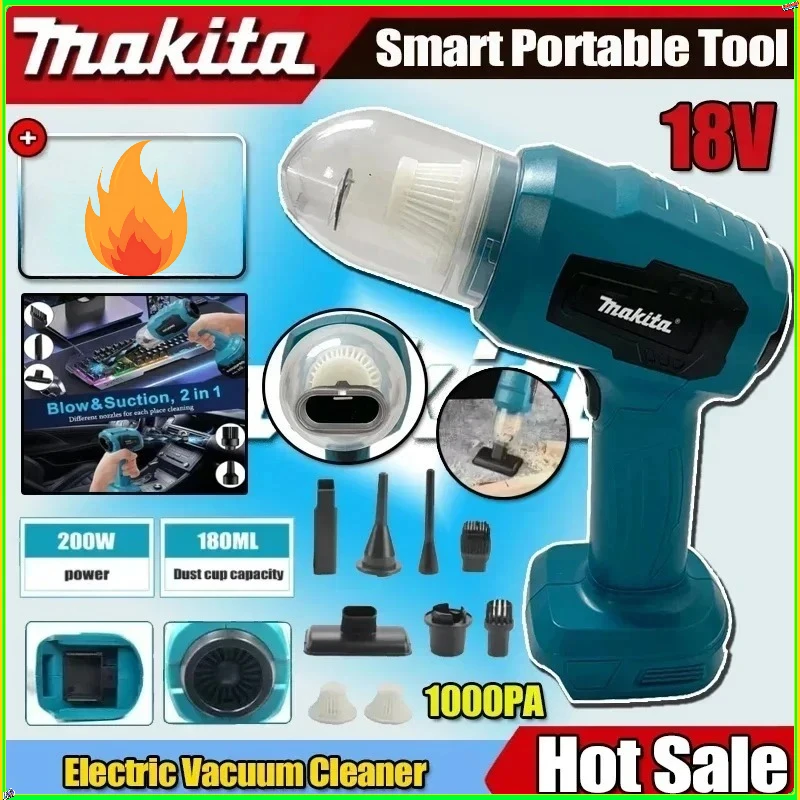 שואב אבק מיני לרכב עם סוללת Makita 18V