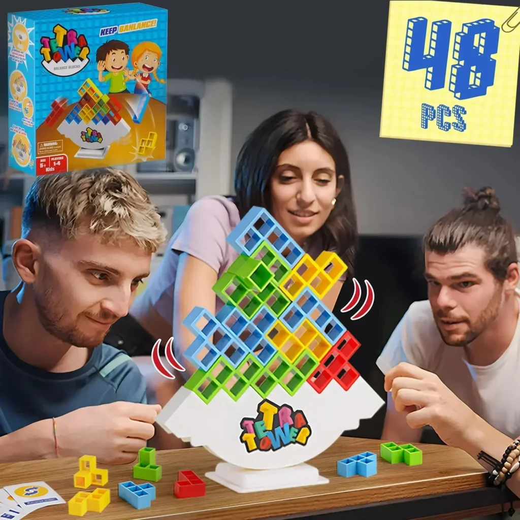 משחק הרכבה Tetra Tower לאיזון
