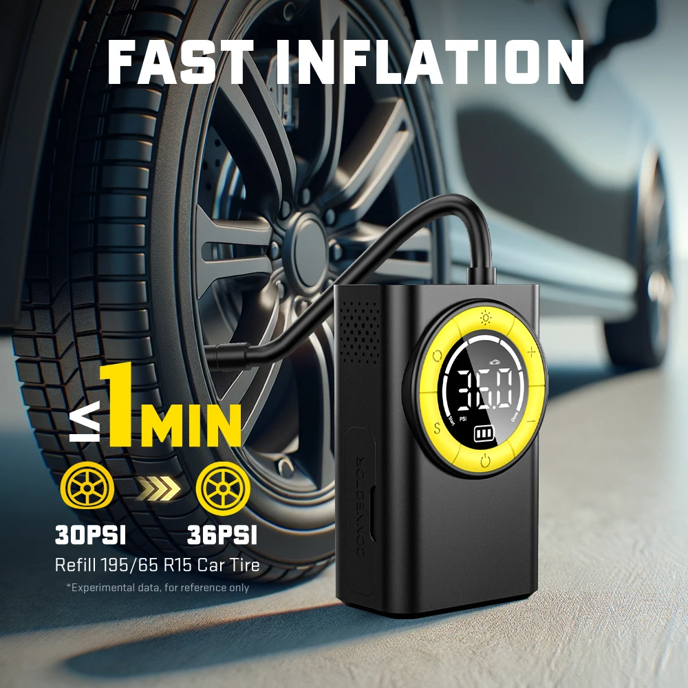 מניפח צמיגים אלחוטי דיגיטלי לרכב Carsun