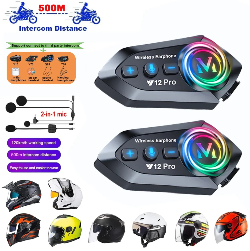 מערכת Intercom Bluetooth לכיסוי ראש אופנוע
